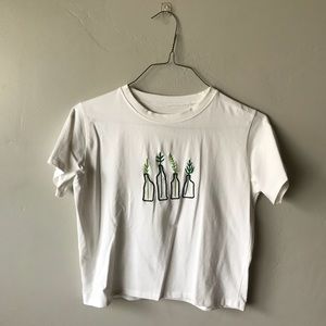 White Cropped Plant T-Shirt